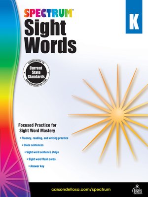 cover image of Spectrum Sight Words, Grade K
